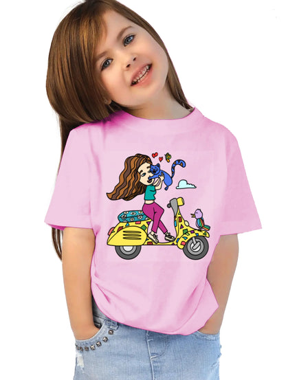 "A girl on scooter" Unisex Regular Kid's T-Shirt