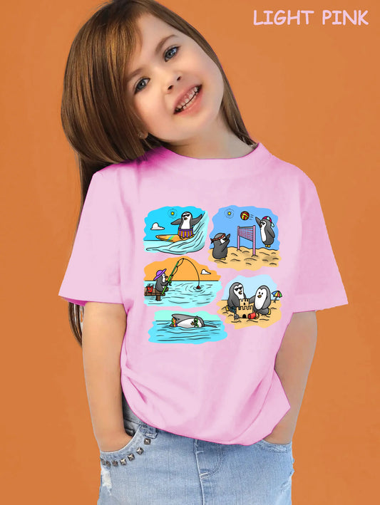 "Two adventurous penguins" Unisex Regular Kid's T-Shirt
