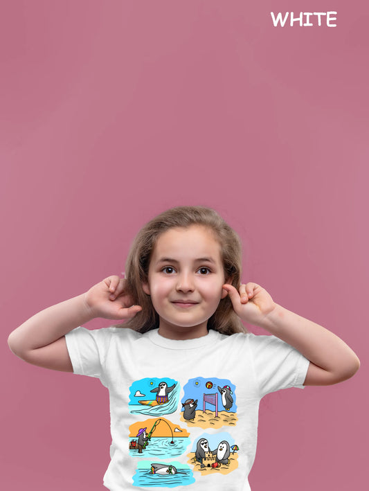 "Two adventurous penguins" Unisex Regular Kid's T-Shirt