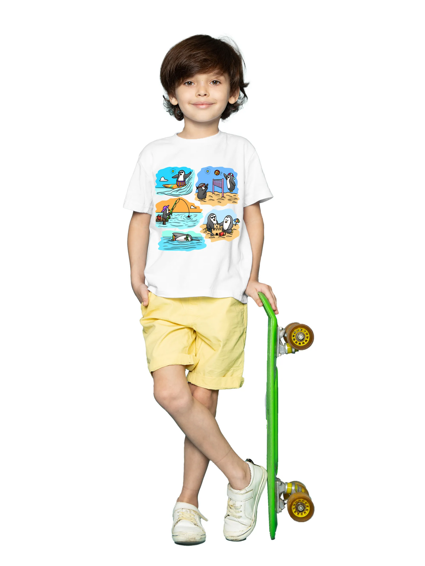 "Two adventurous penguins" Unisex Regular Kid's T-Shirt