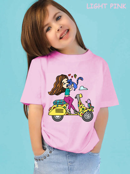 "A girl on scooter" Unisex Regular Kid's T-Shirt