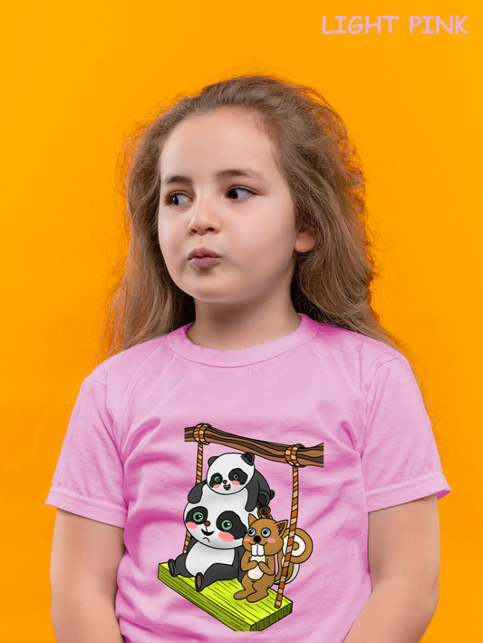"Animals on the swing" Unisex Regular Kid's T-Shirt