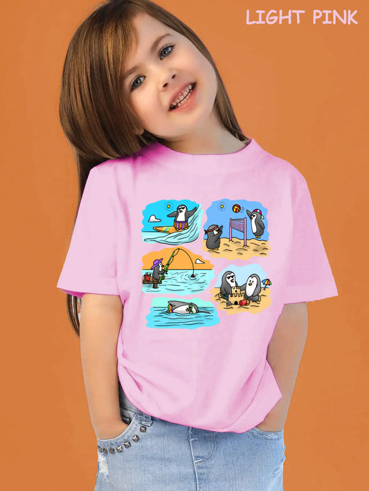 "Two adventurous penguins" Unisex Regular Kid's T-Shirt