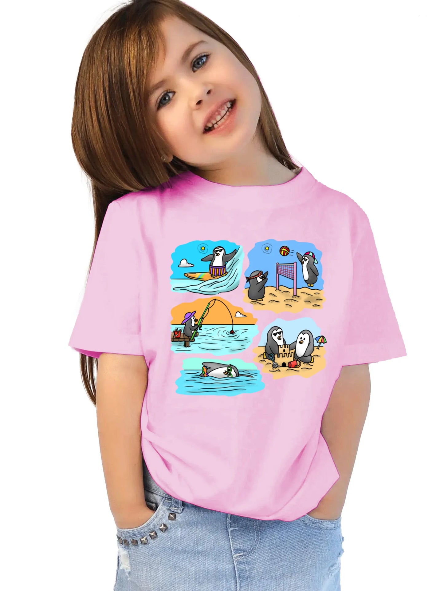 "Two adventurous penguins" Unisex Regular Kid's T-Shirt