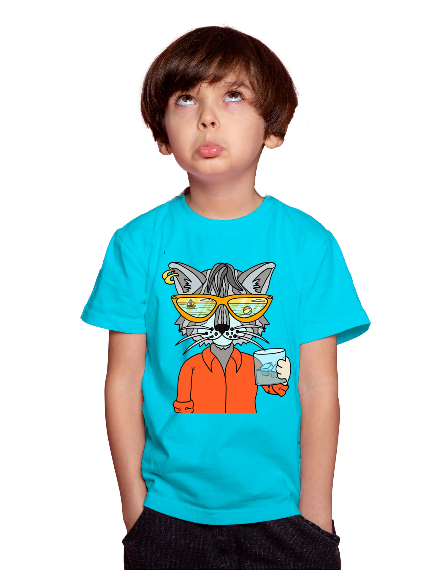 "Cool Cat On The Beach" Unisex Regular Kid's T-Shirt
