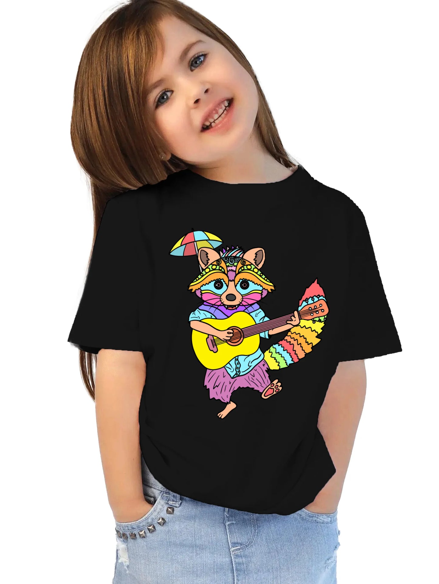 "Guitarist Racoon" Unisex Regular Kid's T-Shirt