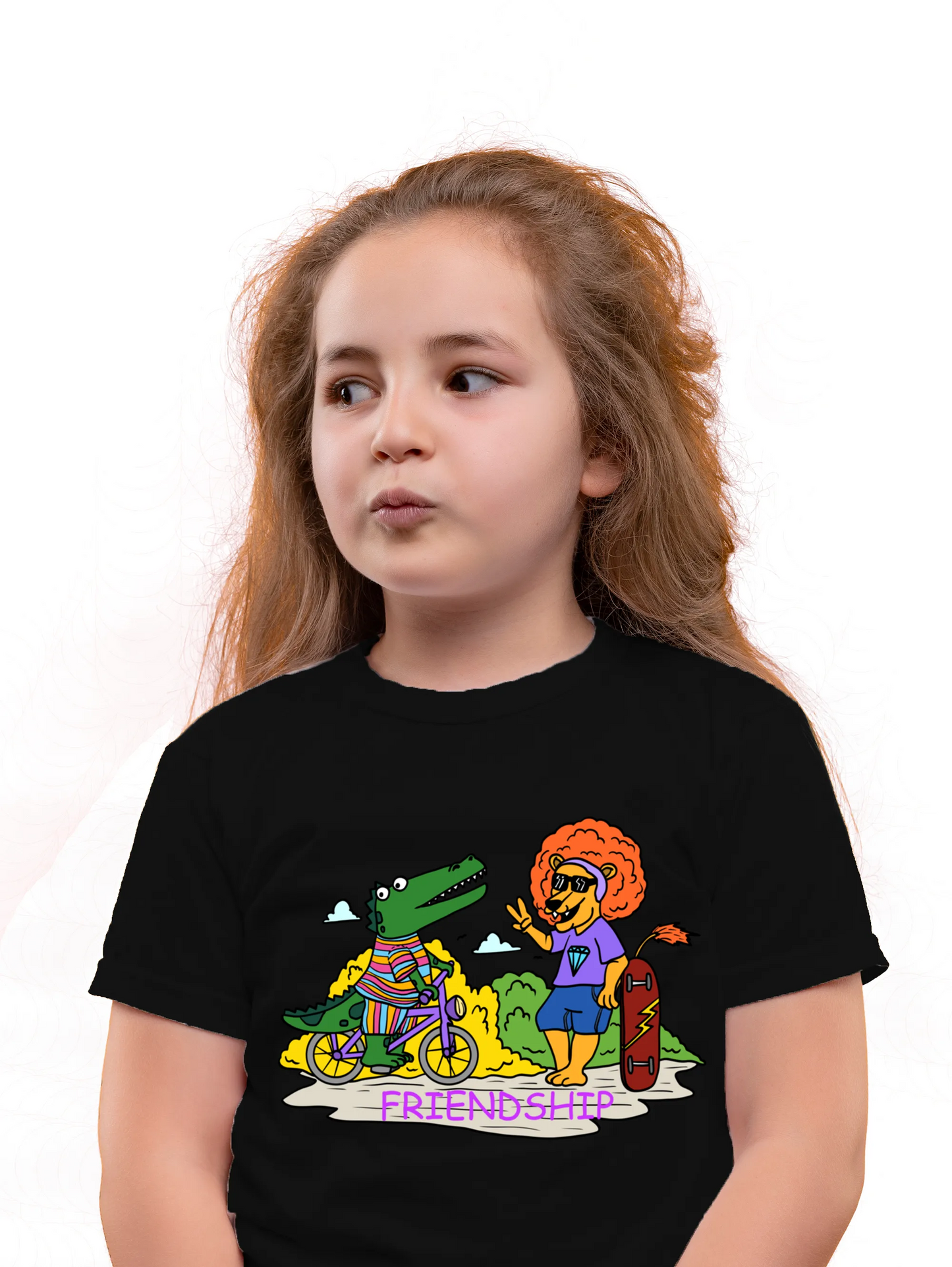 "Crocodile and Lion's friendship"Unisex Regular Kid's T-Shirt