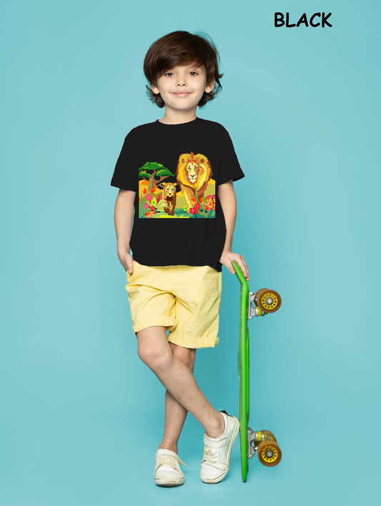 "Lion's Embrace: Midday Radiance with a Pair of Lions" Unisex Regular Kid's T-Shirt