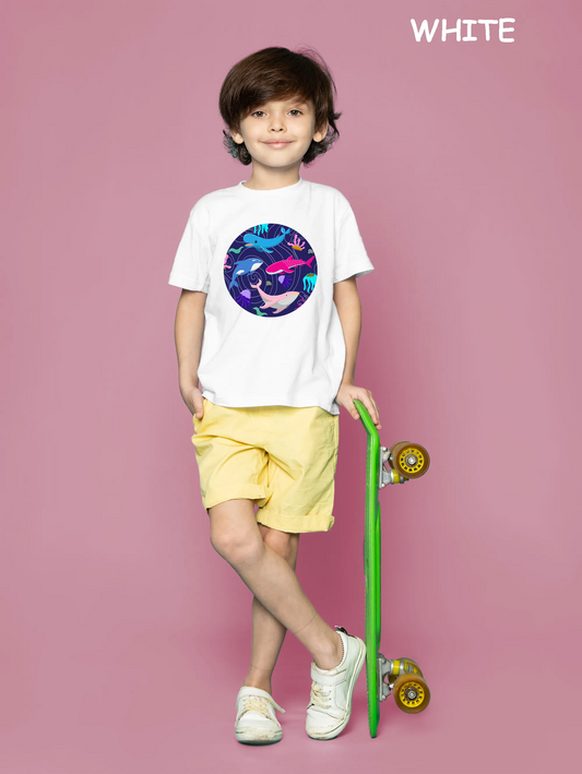 "A group of four unique whales"Unisex Regular Kid's T-Shirt