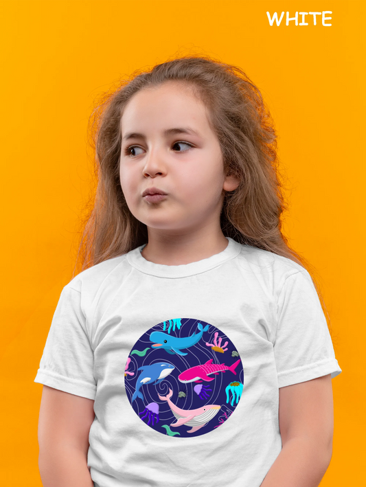 "A group of four unique whales"Unisex Regular Kid's T-Shirt