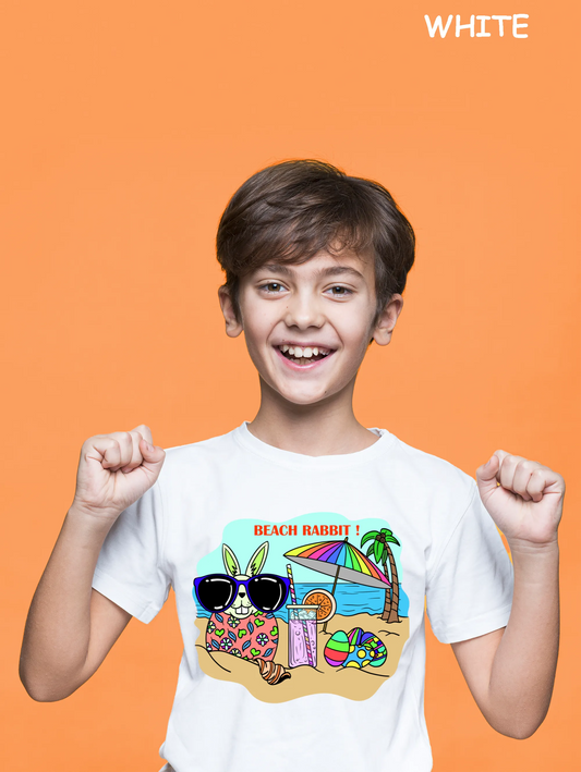 "Beach Rabbit With Easter Eggs"Unisex Regular Kid's T-Shirt