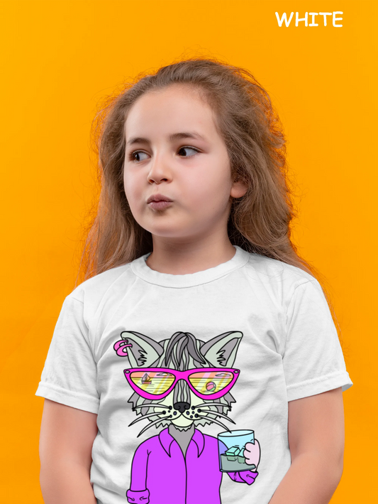 "Cool Cat On The Beach" Unisex Regular Kid's T-Shirt
