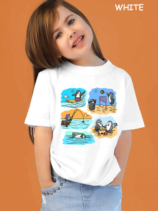 "Two adventurous penguins "Unisex Regular Kid's T-Shirt