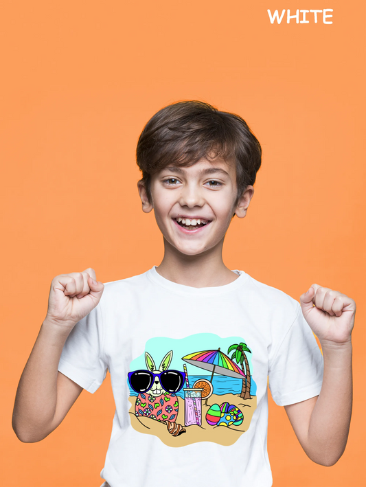 "Beach Rabbit With Easter Eggs" Unisex Regular Kid's T-Shirt