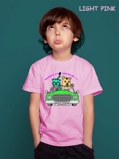 "Tiger and Bear on the Road"Unisex Regular Kid's T-Shirt