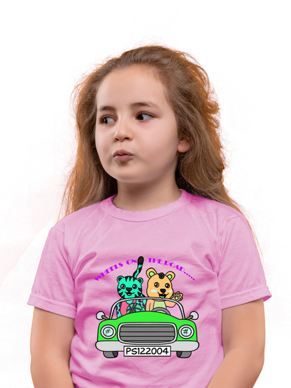 "Tiger and Bear on the Road"Unisex Regular Kid's T-Shirt