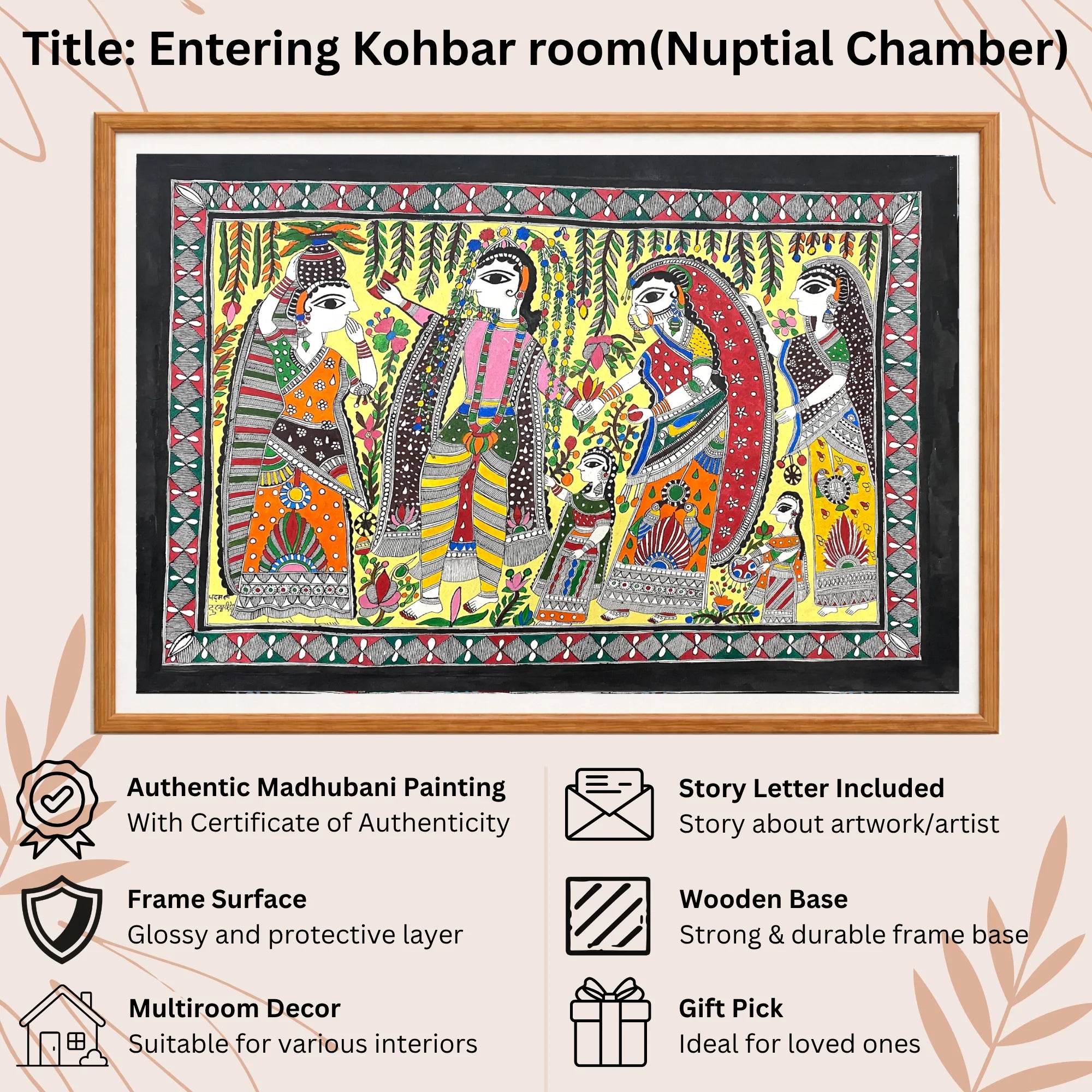 Entering Kohbar Room handmade painting authenticity certificate