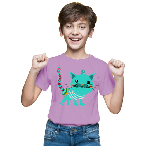 Main view of PaintzStories artistic kids t-shirt featuring An Adorned Cat artwork with colourful illustration, premium cotton comfort, artist tees, and designer kids tshirt.