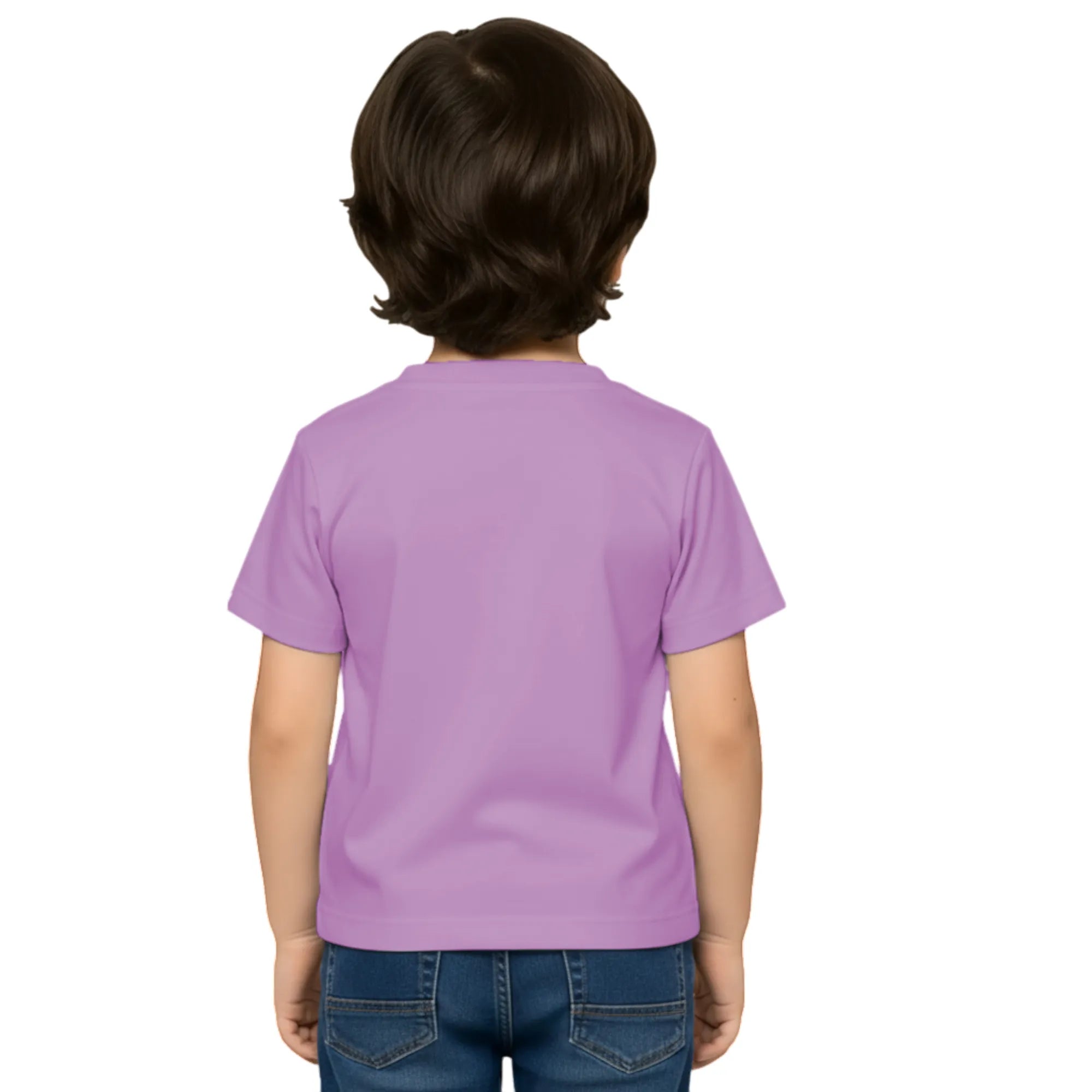 Back side of PaintzStories artistic kids t-shirt featuring Train with Animals artwork with colourful illustration, premium cotton comfort, birthday gift for kids, and colourful kids wear.