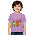 Main view of PaintzStories artistic kids t-shirt featuring Train with Animals artwork with colourful illustration, premium cotton comfort, kids artistic t-shirt, and artwork on tshirt.