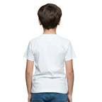 Back side of PaintzStories artistic kids t-shirt featuring Beach Rabbit With Easter Eggs artwork with colourful illustration, premium cotton comfort, designer kids tshirt, and art tee shirt.