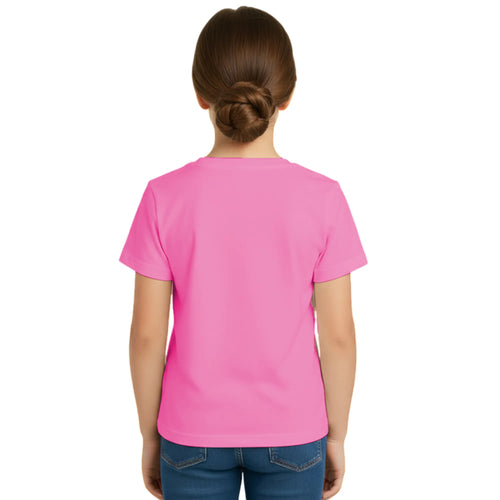 Back side of PaintzStories artistic kids t-shirt featuring Bear and Kid artwork with colourful illustration, premium cotton comfort, artwork on tshirt, and birthday gift for kids.