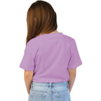 Back side of PaintzStories artistic kids t-shirt featuring Jungle Magic: Celebrating the Flamingo artwork with colourful illustration, premium cotton comfort, art tee shirt, and artwork on tshirt.