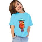 Main view of PaintzStories artistic kids t-shirt featuring Five Colourful Birds: The Second Bird artwork with colourful illustration, premium cotton comfort, artwork on tshirt, and colourful kids wear.