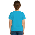 Back side of PaintzStories artistic kids t-shirt featuring Colourful Mushrooms artwork with colourful illustration, premium cotton comfort, birthday gift for kids, and designer kids tshirt.