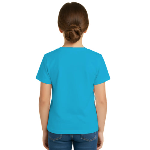 Back side of PaintzStories artistic kids t-shirt featuring Colourful Mushrooms artwork with colourful illustration, premium cotton comfort, birthday gift for kids, and designer kids tshirt.