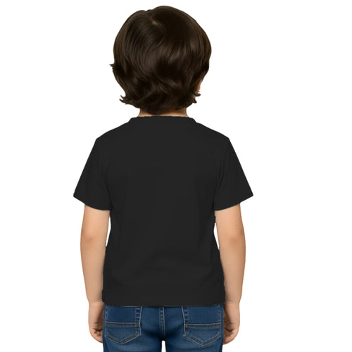 Back side of PaintzStories artistic kids t-shirt featuring Crocodile and Lion's Friendship artwork with colourful illustration, premium cotton comfort, artist tees, and creative kids fashion.