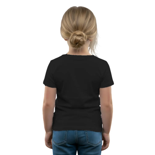 Back side of PaintzStories artistic kids t-shirt featuring Crocodile and Lion's Friendship artwork with colourful illustration, premium cotton comfort, gift for young artists, and colourful kids wear.