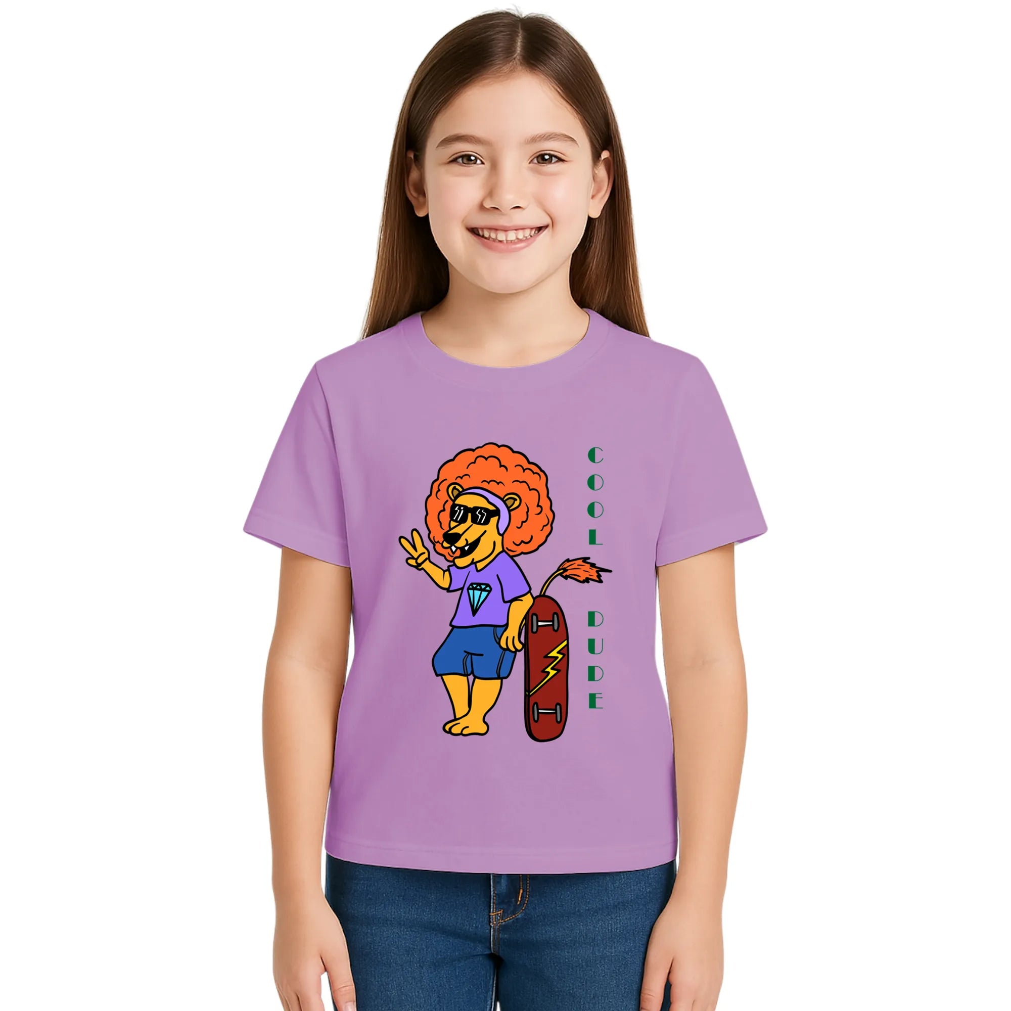 Main view of PaintzStories artistic kids t-shirt featuring Crocodile & Lion’s Friendship: Lion Spotlight artwork with colourful illustration, premium cotton comfort, kids artistic t-shirt, and gift for young artists.