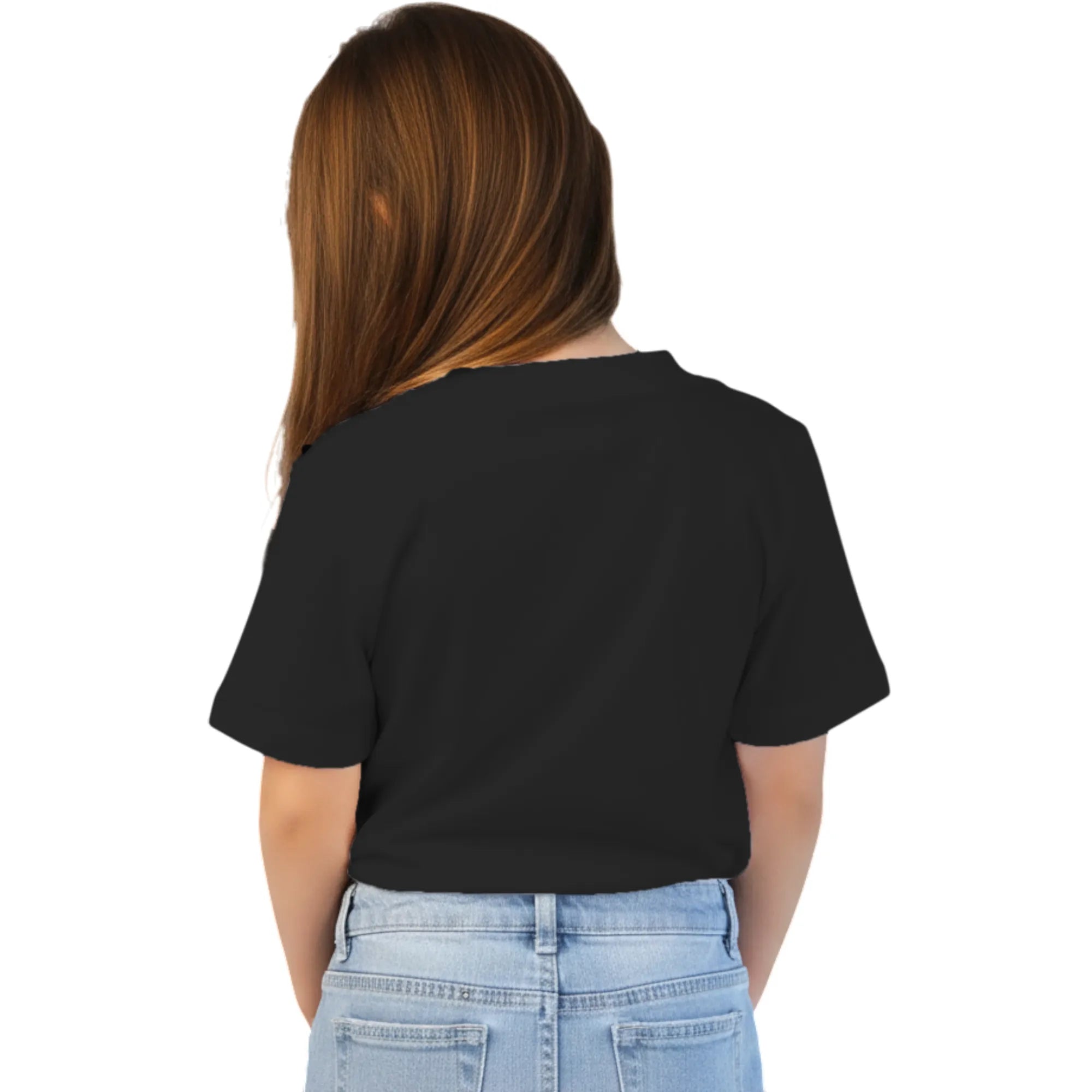 Back side of PaintzStories artistic kids t-shirt featuring Uncle Duck Tour - Blue artwork with colourful illustration, premium cotton comfort, artist tees, and artwork on tshirt.