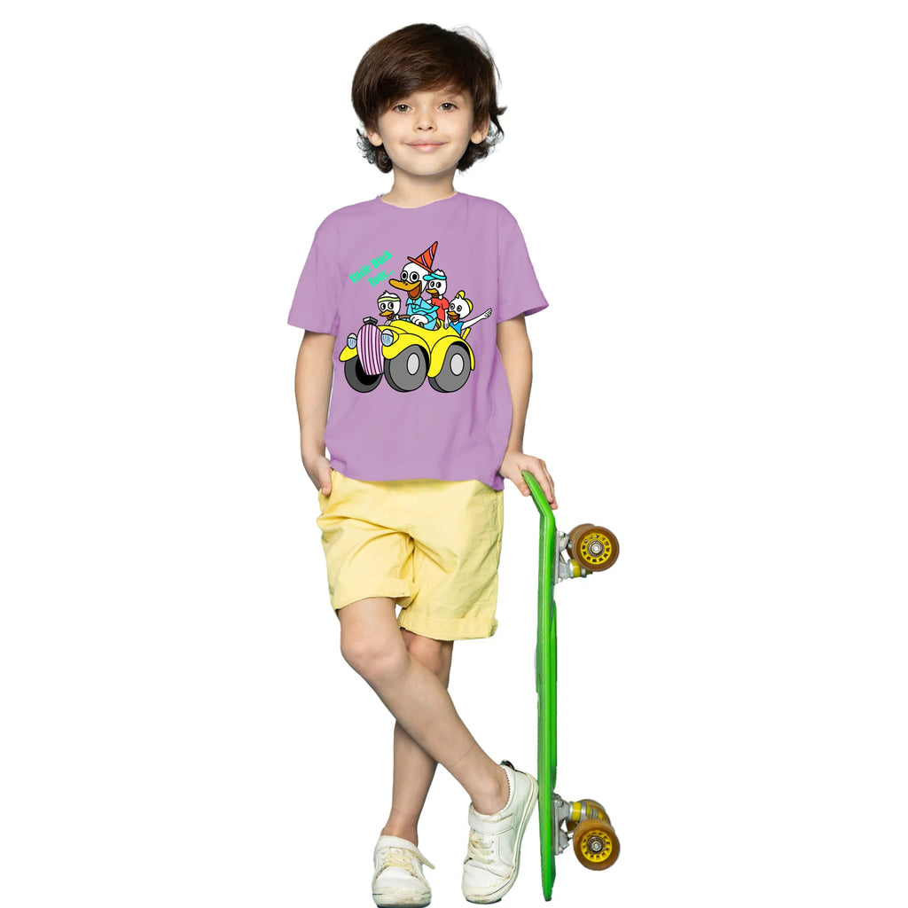 Main view of PaintzStories artistic kids t-shirt featuring Uncle Duck Tour - Light artwork with colourful illustration, premium cotton comfort, gift for young artists, and designer kids tshirt.