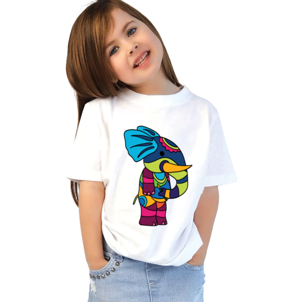 Main view of PaintzStories artistic kids t-shirt featuring PS(PaintzStories) Animals artwork with colourful illustration, premium cotton comfort, artwork on tshirt, and designer kids tshirt.
