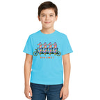 Main view of PaintzStories artistic kids t-shirt featuring Four Zebras on a Ride artwork with colourful illustration, premium cotton comfort, kids artistic t-shirt, and birthday gift for kids.