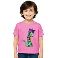 Main view of PaintzStories artistic kids t-shirt featuring Giraffe with Bow Tie - Light Pink artwork with colourful illustration, premium cotton comfort, unisex cotton tshirt, and designer kids tshirt.
