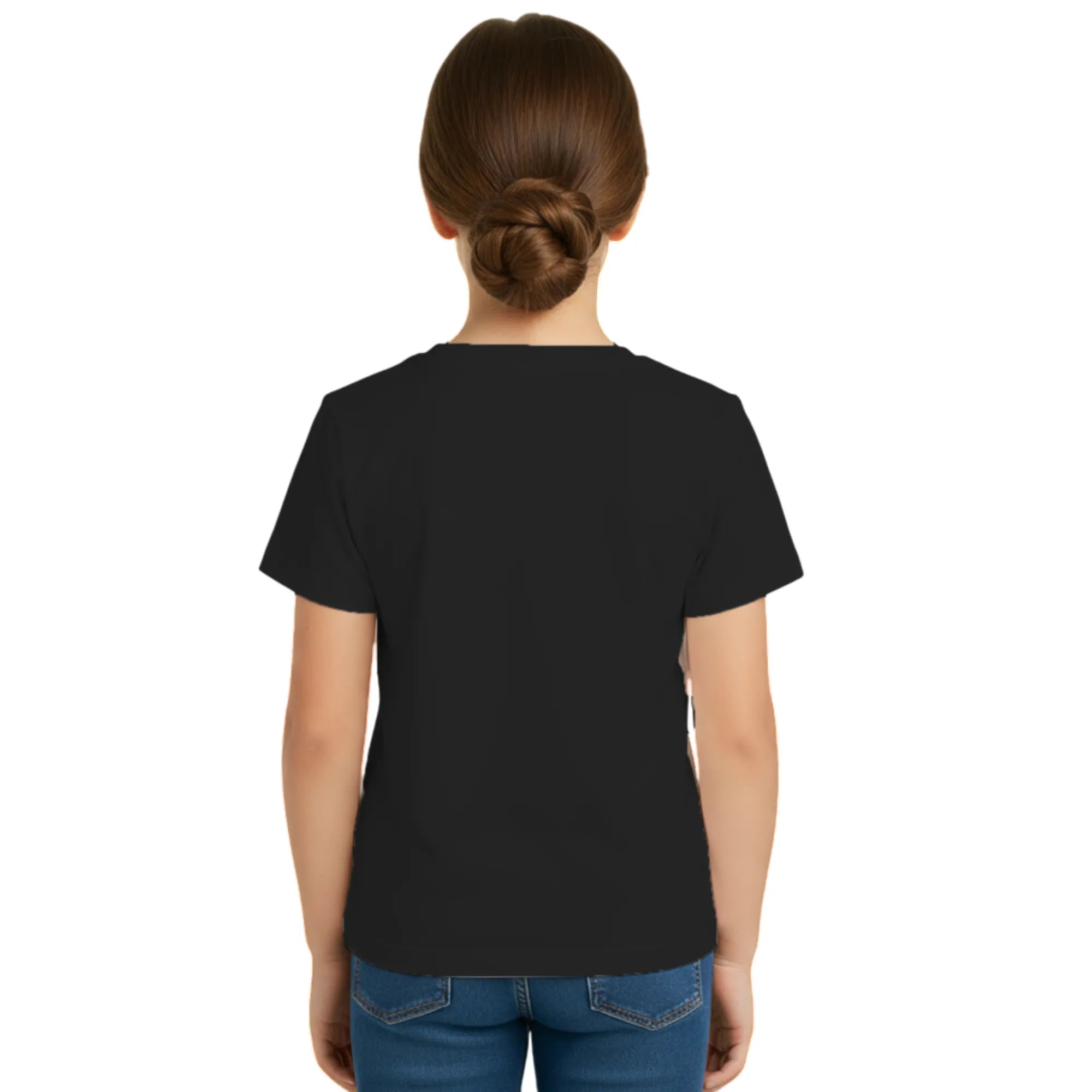 Back side of PaintzStories artistic kids t-shirt featuring Guitarist Racoon artwork with colourful illustration, premium cotton comfort, artist tees, and art tee shirt.