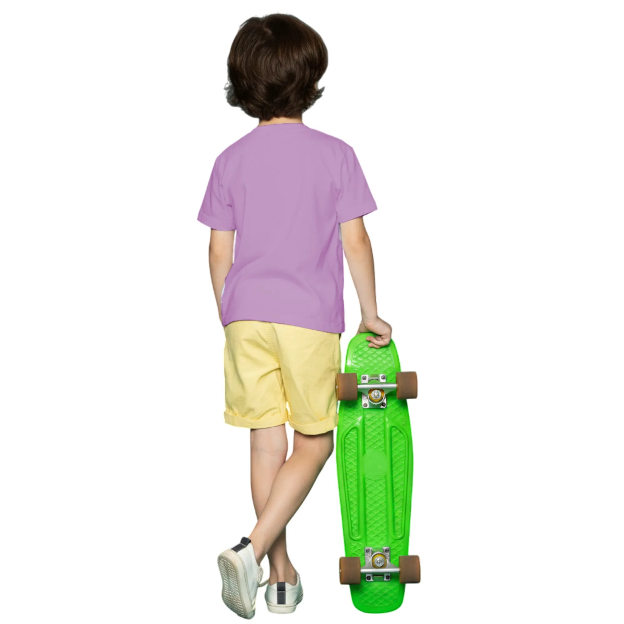 Back side of PaintzStories artistic kids t-shirt featuring Crocodile & Lion’s Friendship: Lion Spotlight artwork with colourful illustration, premium cotton comfort, artist tees, and art tee shirt.