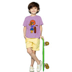 Main view of PaintzStories artistic kids t-shirt featuring Crocodile & Lion’s Friendship: Lion Spotlight artwork with colourful illustration, premium cotton comfort, unisex cotton tshirt, and artist tees.