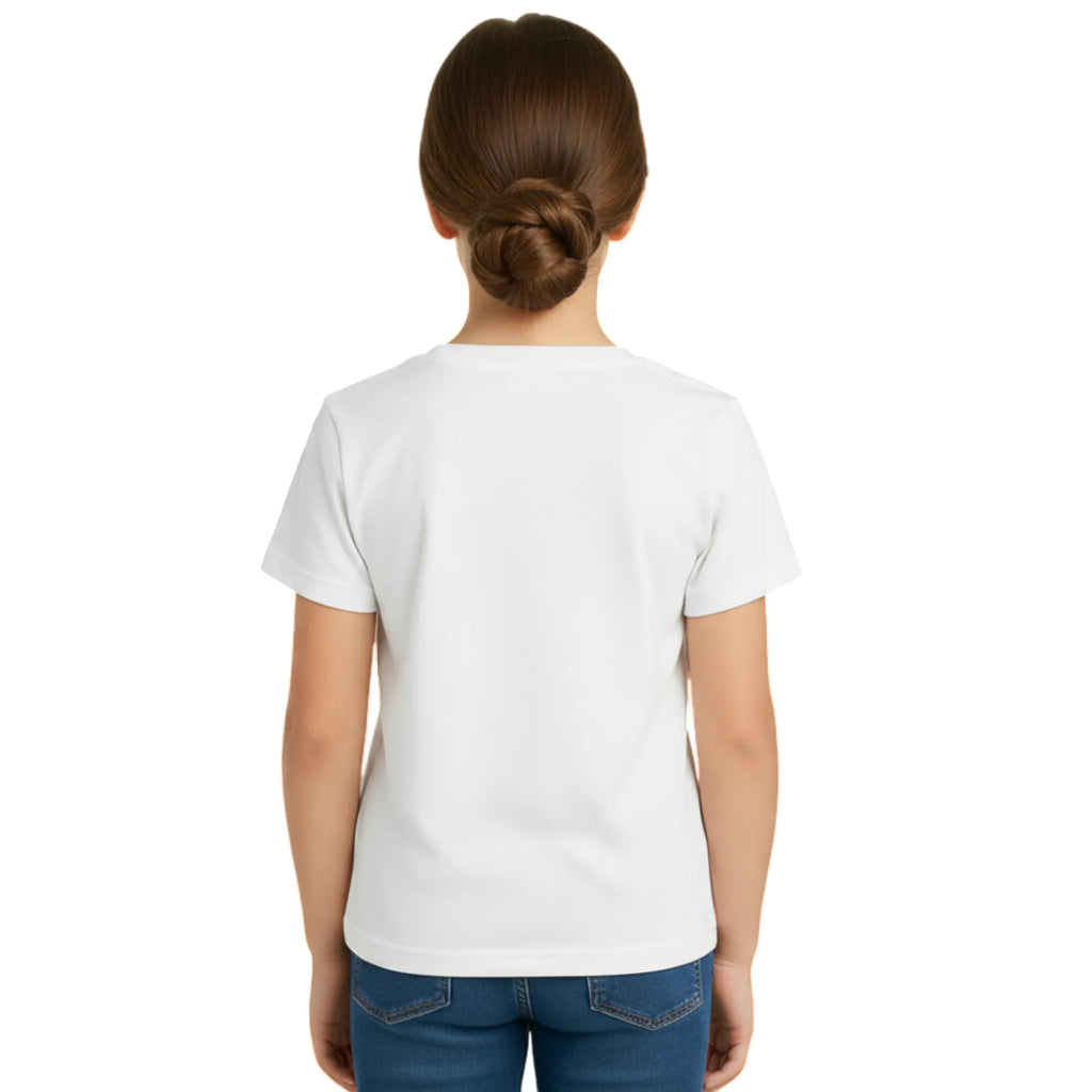 Back side of PaintzStories artistic kids t-shirt featuring PS(PaintzStories) Animals artwork with colourful illustration, premium cotton comfort, creative kids fashion, and gift for young artists.