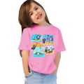 Main view of PaintzStories artistic kids t-shirt featuring Two Adventurous Penguins - Light Pink artwork with colourful illustration, premium cotton comfort, colourful kids wear, and creative kids fashion.