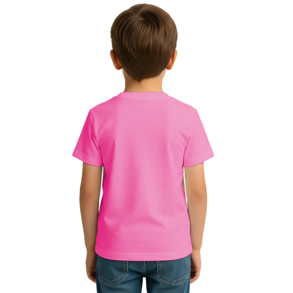 Back side of PaintzStories artistic kids t-shirt featuring Animals on the Swing artwork with colourful illustration, premium cotton comfort, colourful kids wear, and kids artistic t-shirt.