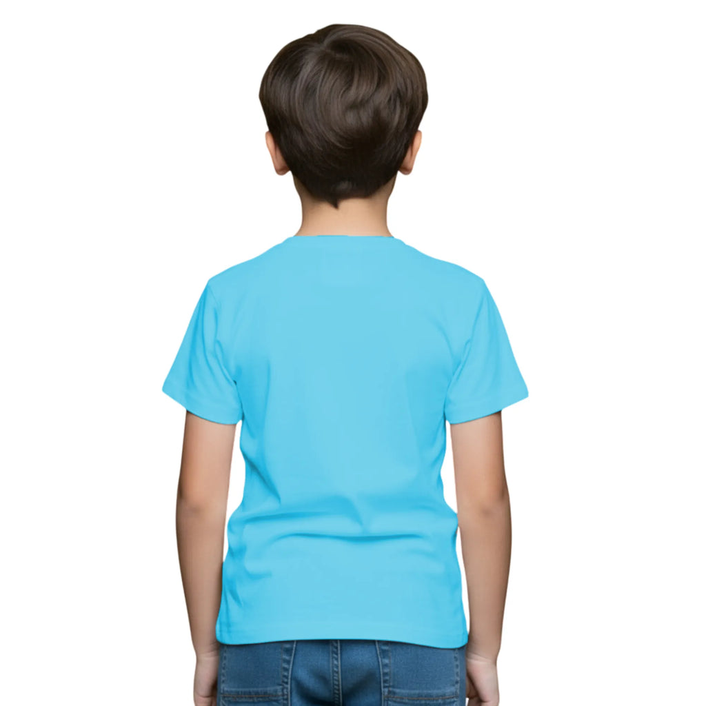 Back side of PaintzStories artistic kids t-shirt featuring The Humanity Map artwork with colourful illustration, premium cotton comfort, designer kids tshirt, and gift for young artists.