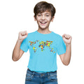 Main view of PaintzStories artistic kids t-shirt featuring The Humanity Map artwork with colourful illustration, premium cotton comfort, artwork on tshirt, and art tee shirt.