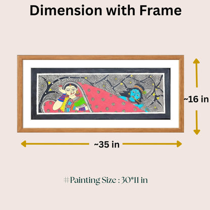 Krishna Flute Dance painting size 30 x 11 inch