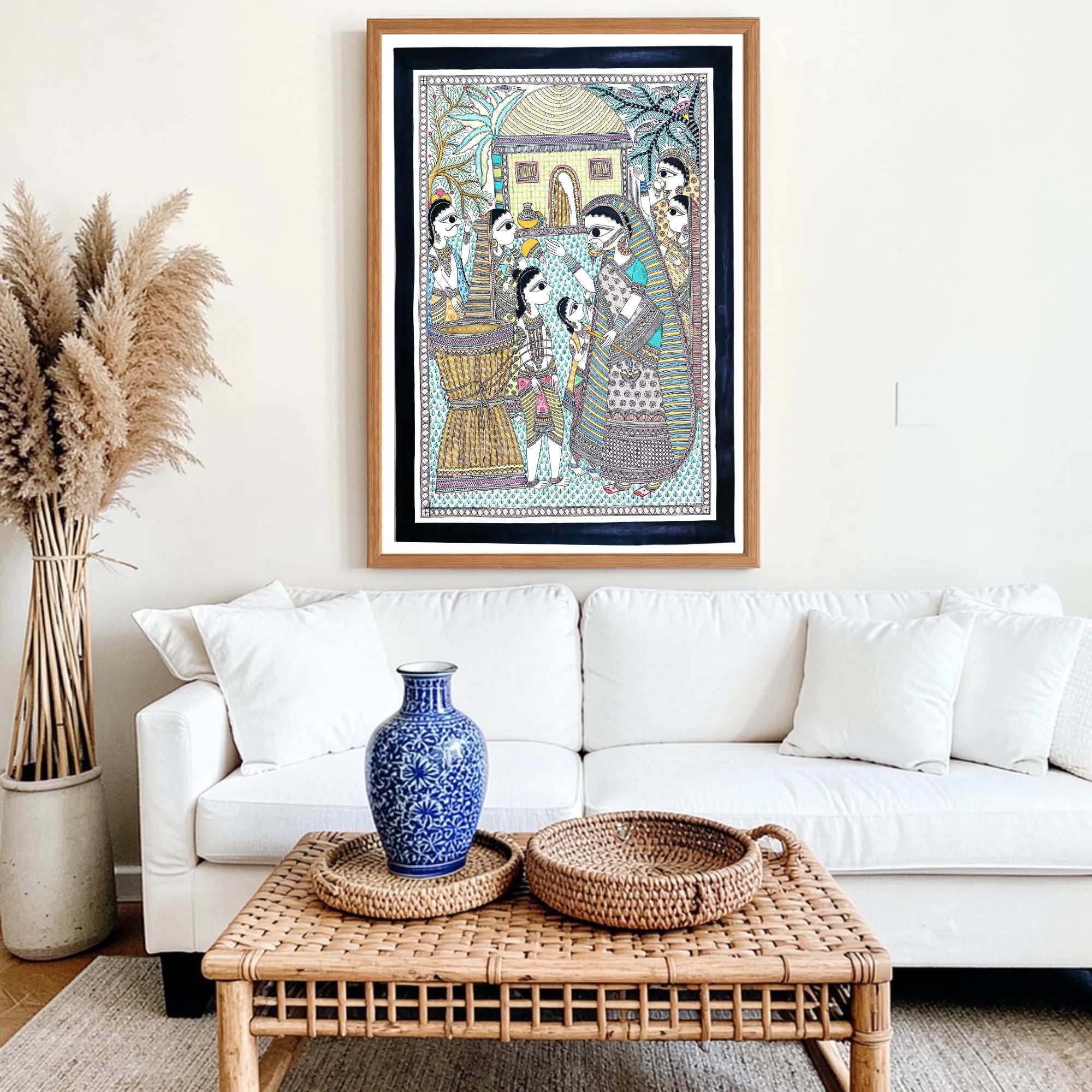 Krishna Mischief artwork above sofa