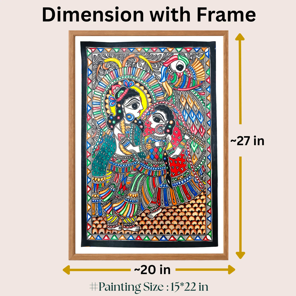 Krishna Radha Courtship painting size 22 x 15 inch