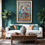 Krishna Radha Courtship artwork above sofa